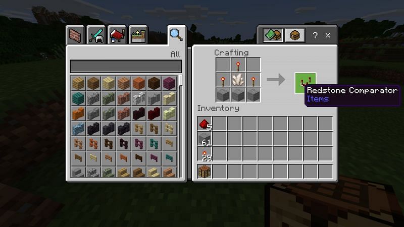 Crafting a redstone comparator in Minecraft