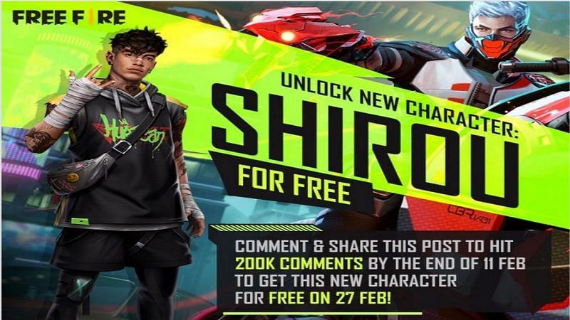 Free Fire Players To Get Shirou Character For Free If Instagram Post Hits 200k Comments