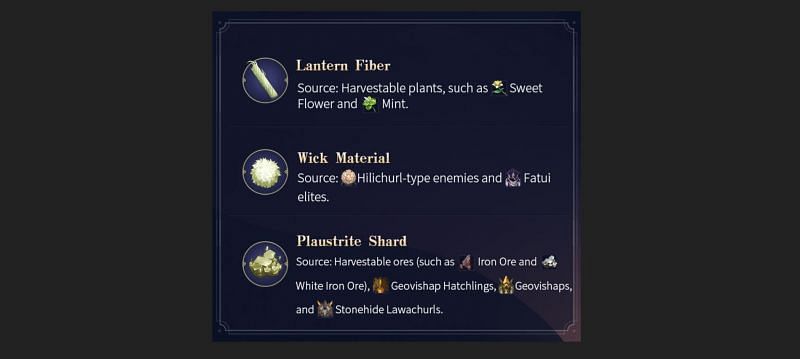 Materials needed for Xiao Lantern (Image Via Mihoyo)