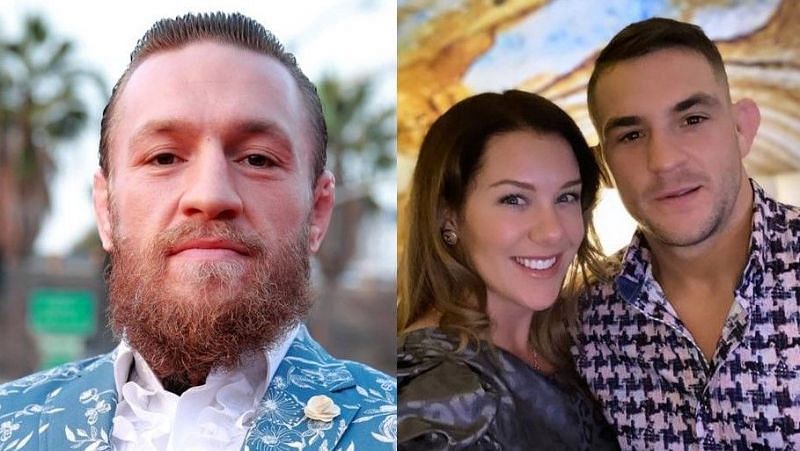 Conor McGregor (left); Jolie Poirier (center); Dustin Poirier (right)