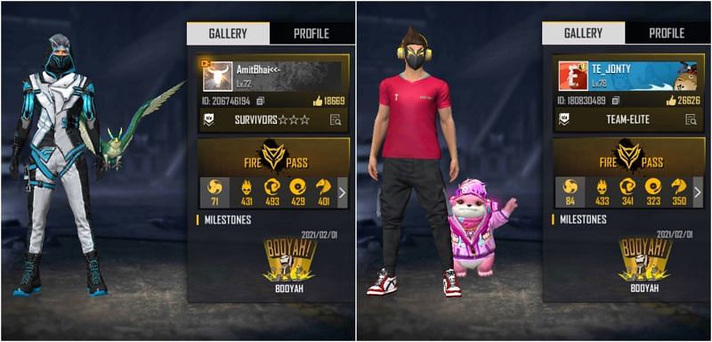 Free Fire IDs of Amitbhai&nbsp;and Jonty Gaming