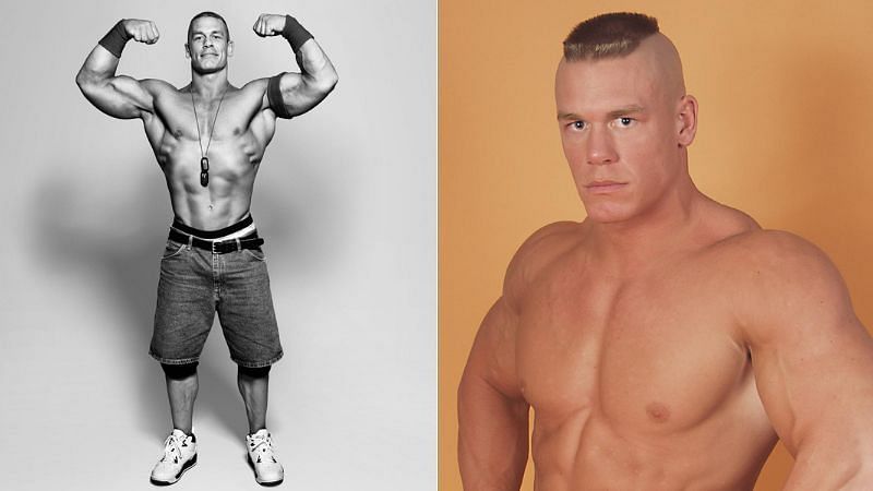 John Cena (left); John Cena as The Prototype in OVW (right)