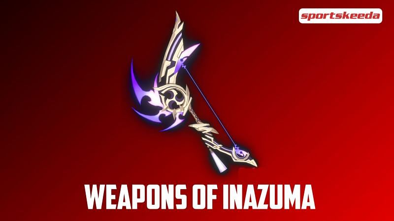 Allegedly leaked Narukami series of weapons based on the Inazuma region in Genshin Impact.