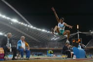 Anju Bobby George competing in long jump at Athens Olympics
