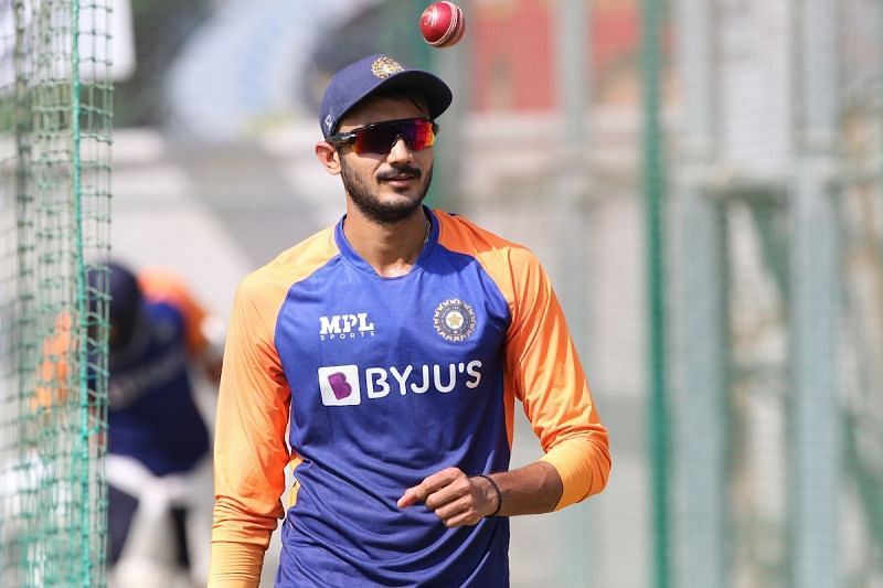 Axar Patel during Team India&#039;s practice session. Pic: BCCI