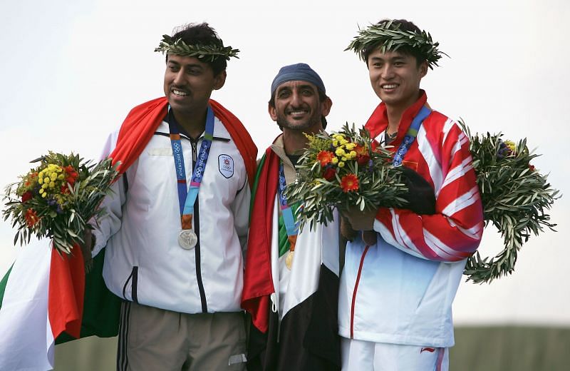 Rajyavardhan Singh Rathore with his silver medal at 2004 Summer Olympic Games