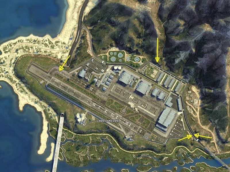 Fort Zancudo is on the western-most part of San Andreas (Image via GTA Wiki)