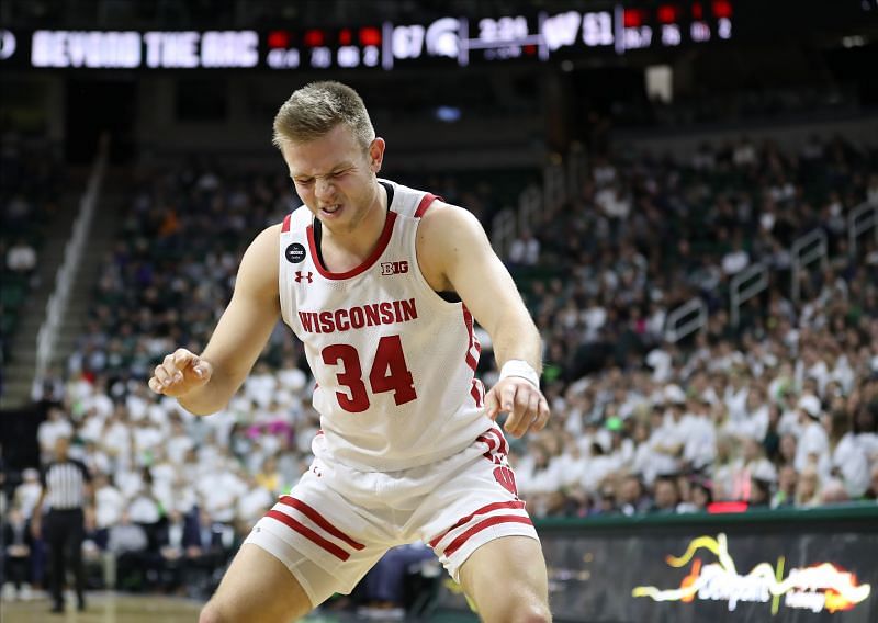 Brad Davison #34 of the Wisconsin Badgers