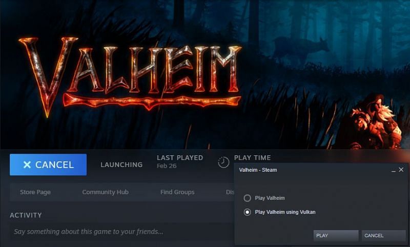 Paso final para iniciar Valheim usando la API de Vulkan (Imagen a través de Steam)