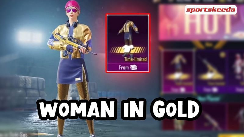 A new set called the Woman in Gold was recently added to the Dazzling Sun crate section in PUBG Mobile (Image via Sportskeeda)