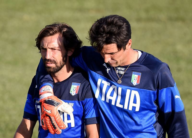 Andrea Pirlo and Gianluigi Buffon have been teammates for many years.