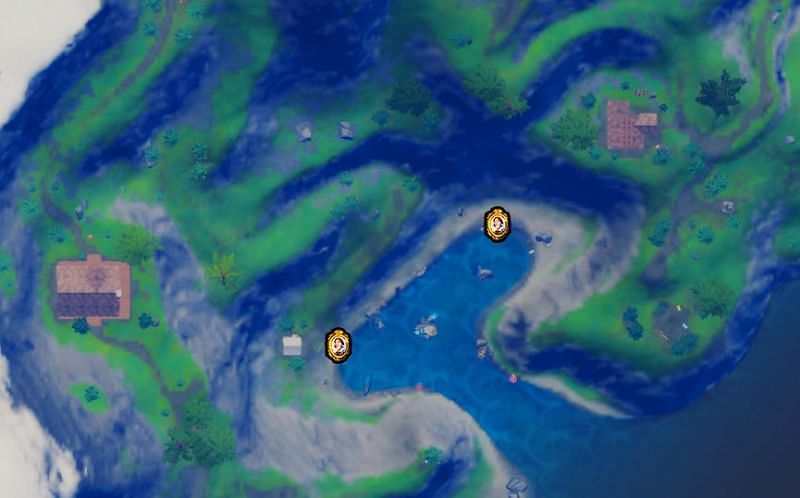 The two shipwreck locations on the south-eastern edge of the map (Image via Fortnite.GG)