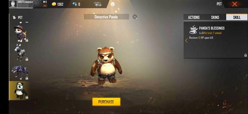 Detective Panda is an excellent pet in Free Fire