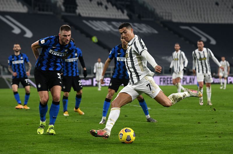 Cristiano Ronaldo&#039;s two attempts were blocked by Inter defenders