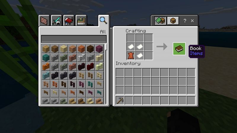 Crafting a book in Minecraft