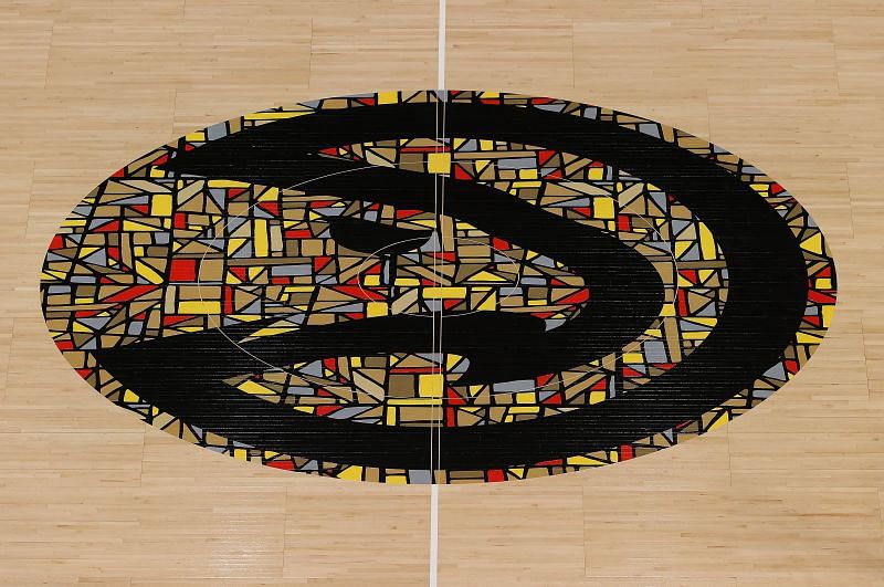 Atlanta Hawks&#039; court logo.