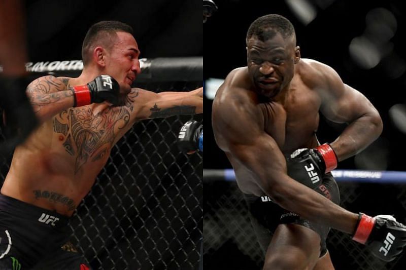 Max Holloway (left) is willing to take on anybody, even Francis Ngannou (right).