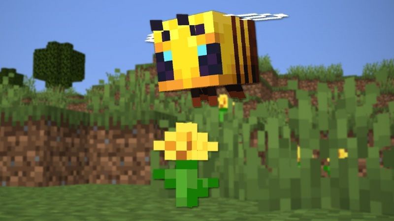 Bee near flower (Image via Mojang)