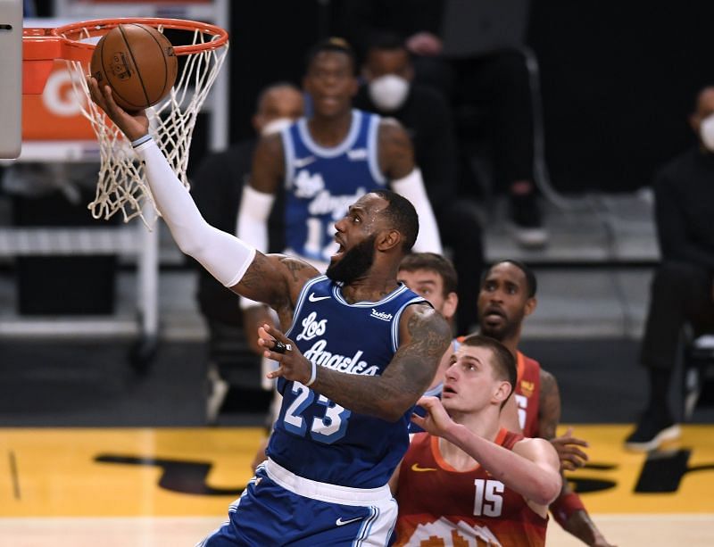 LeBron James attacks the rim