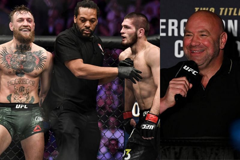 Conor McGregor vs Khabib Nurmagomedov (Left), Dana White (Right)