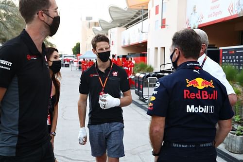 With his hands bandaged from a fiery crash in the previous race, Romain Grosjean was at the Bahrain International Circuit in December. (Photo by Mark Thompson/Getty Images)