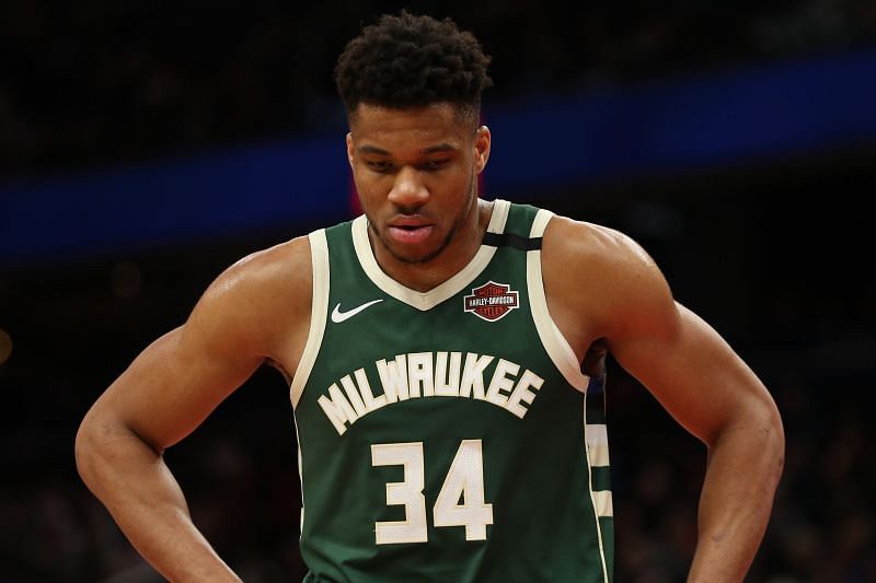 Giannis Antetokounmpo #34 of the Milwaukee Bucks