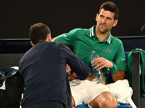 Novak Djokovic receives medical treatment