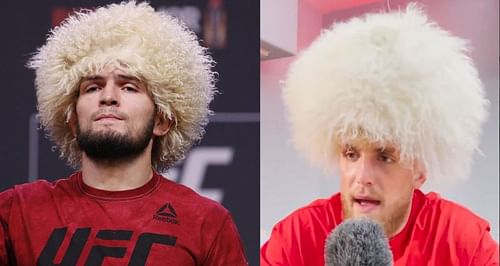 Khabib Nurmagomedov (Left) and Jake Paul dressed as Khabib (Right)