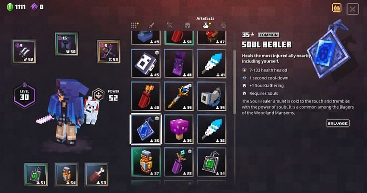 Shown: Soul Healer Stats (Image via Minecraft Dungeons)