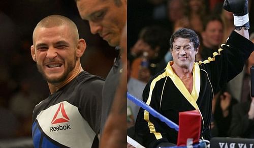 Dustin Poirier and Sylvester Stallone as Rocky Balboa