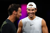 Fabio Fognini (L) and Rafael Nadal