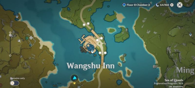 Wangshu Inn Silk Flower locations (Image via HoYoverse)