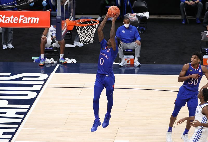 Kansas (#0) Marcus Garrett for the dunk