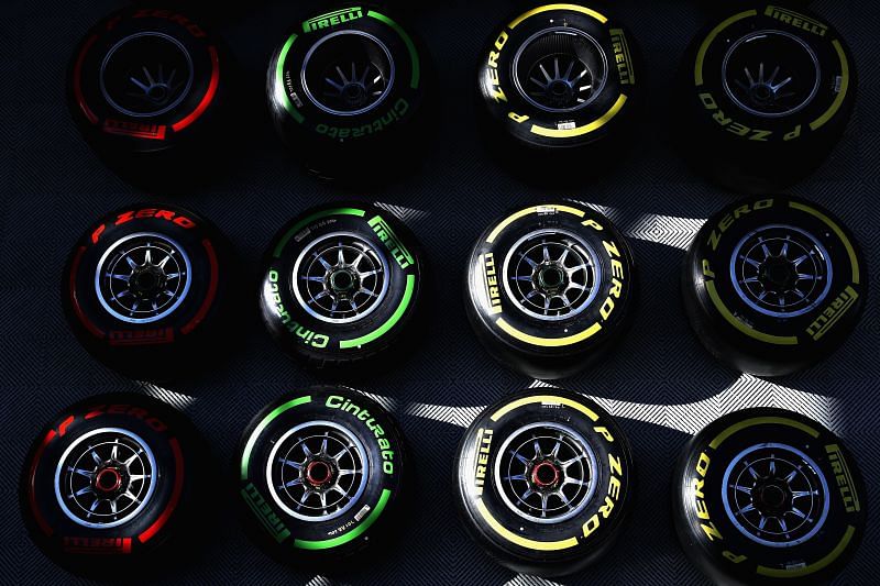 High profile Pirelli F1 tires (Photo by Mark Thompson/Getty Images)