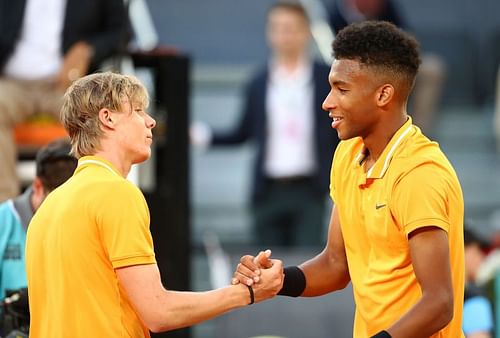 Denis Shapovalov (L) and Felix Auger-Aliassime