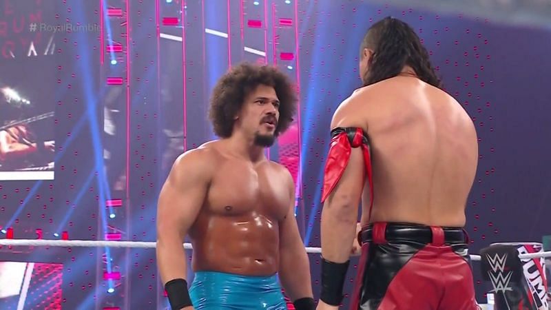 Carlito confronting Shinsuke Nakamura at the Royal Rumble