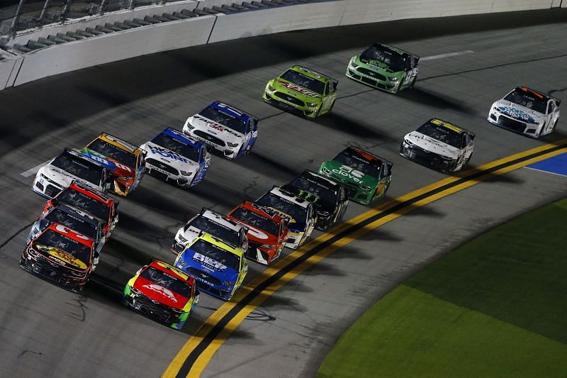 William Byron and Austin Dillon race in the Bluegreen Vacations Duel #2 at Daytona.