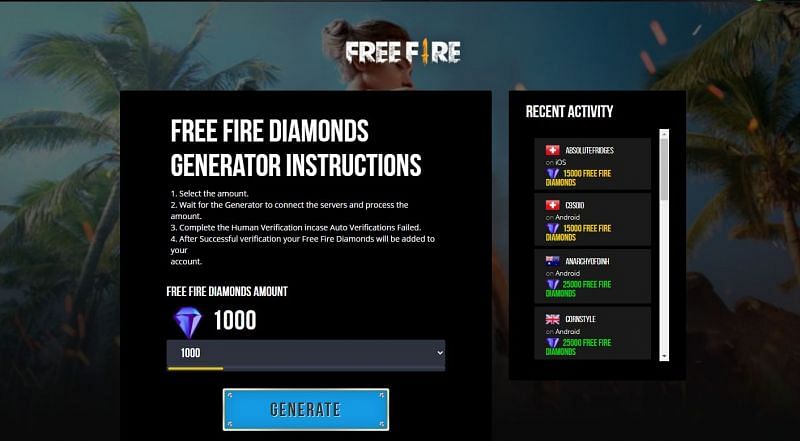 Free Fire Diamond Generator Tools Are Fake And Using Them Will Lead To A Game Ban