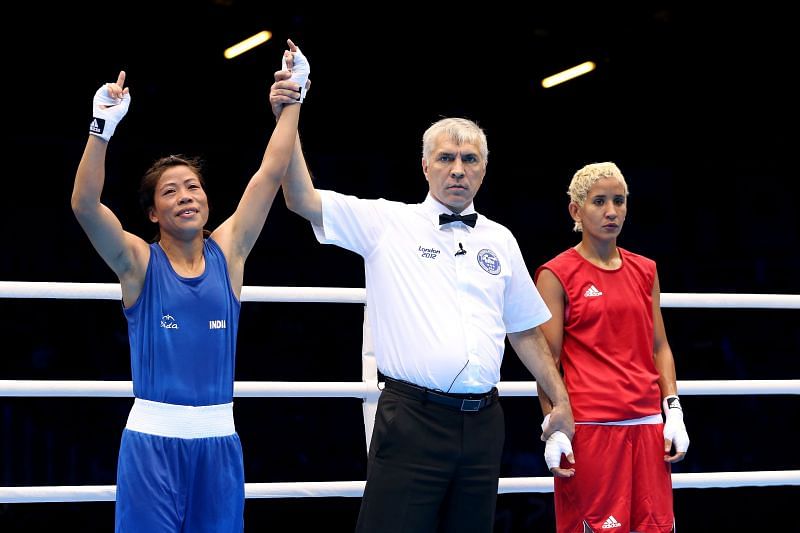 Mary Kom winning the Quarterfinals at the 2012 London Olympics