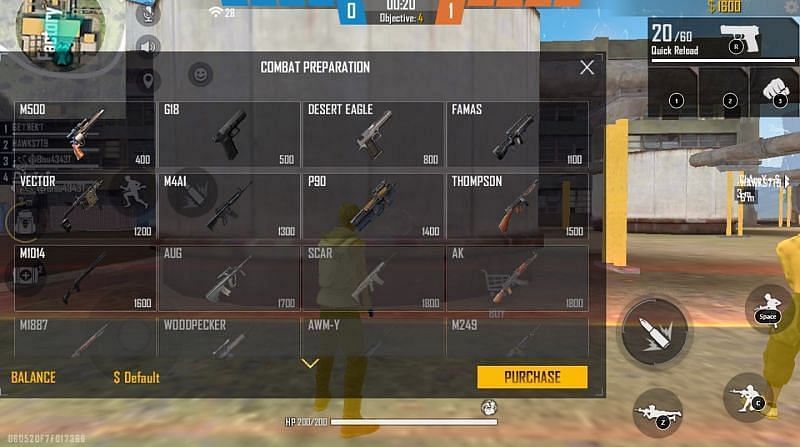 Combat Preparation, users have to purchase weapons before the round begins.