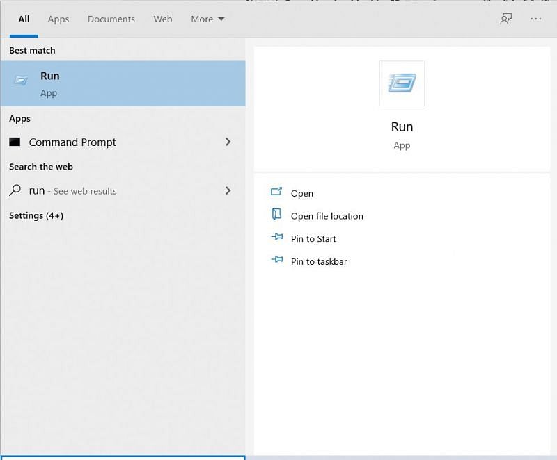 The Run App (Image via Windows 10)