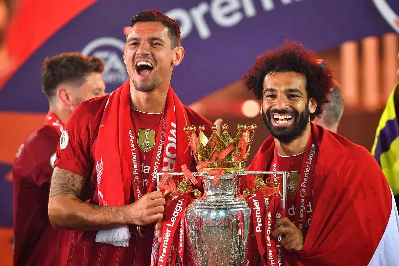 Dejan Lovren (L) and Mohamed Salah