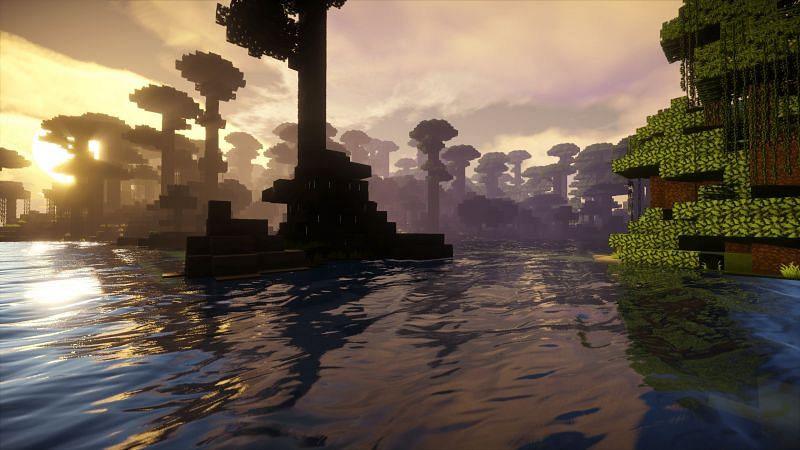 A beautiful scene of the landscape in Minecraft (Image via wallpapercave.com)