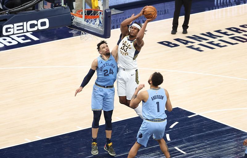 Myles Turner (#33) of the Indiana Pacers