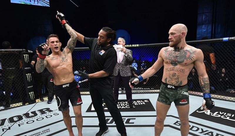 Dustin Poirier (left); Conor McGregor (right)