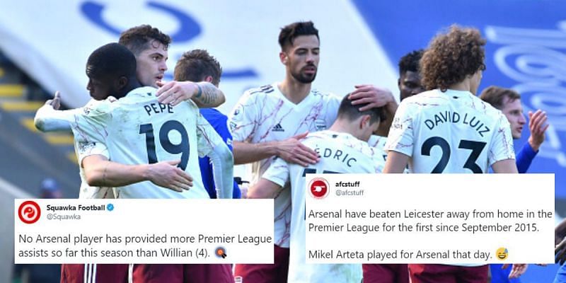 Twitter Erupts As Arsenal Record 3 1 Comeback Victory Against Leicester City