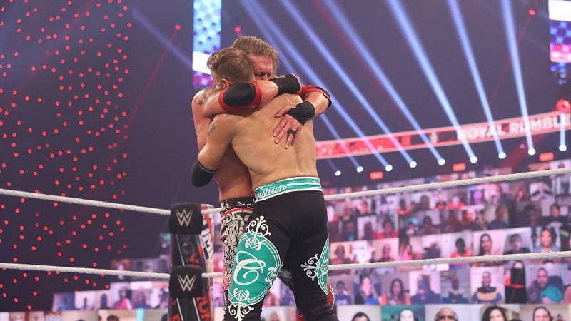 Edge and Christian in the Royal Rumble match
