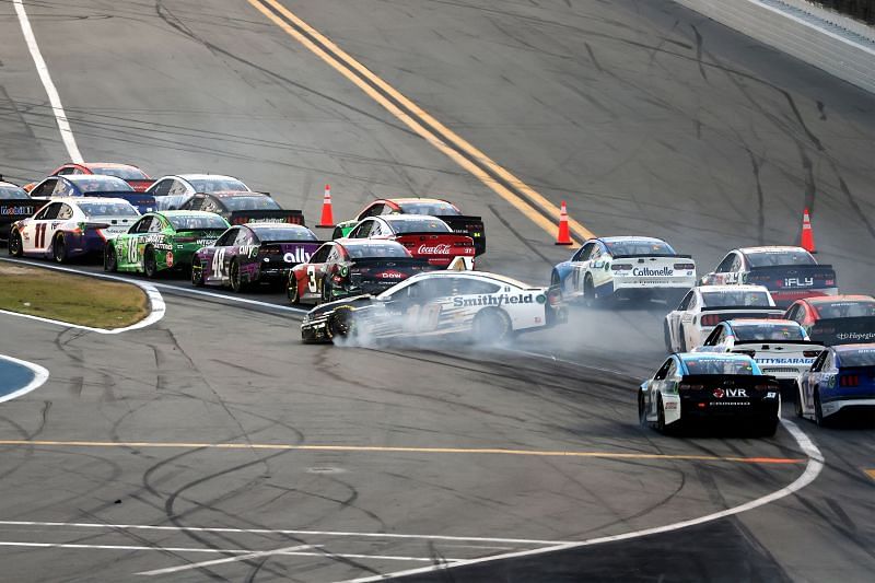 Aric Almirola spins in the NASCAR Cup Series O&#039;Reilly Auto Parts 253 At Daytona. Photo/Getty Images