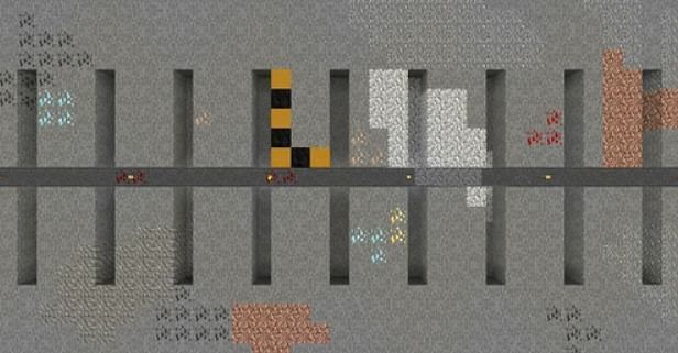 An example of strip mining (Image via Minecraft)