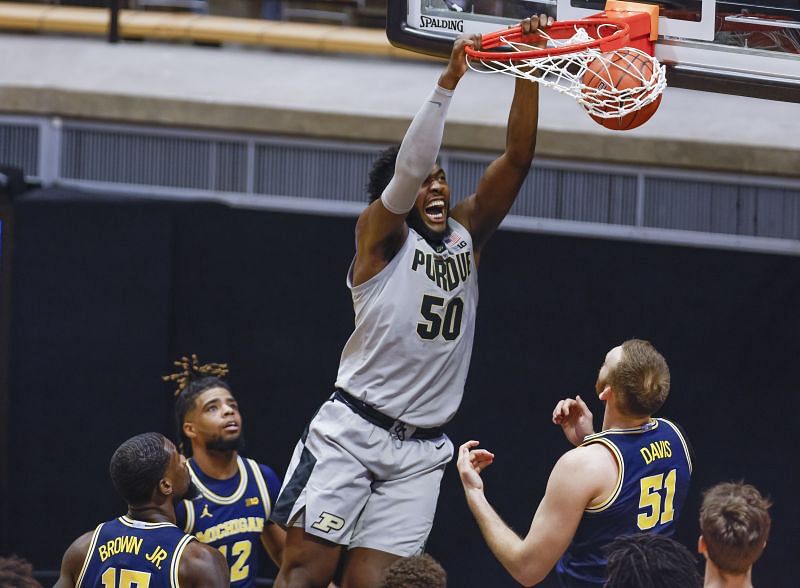 Purdue Trevion Williams #50 of the Purdue Boilermakers dunks the ball